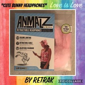 Pink Bunny Retractable Animalz Headphones